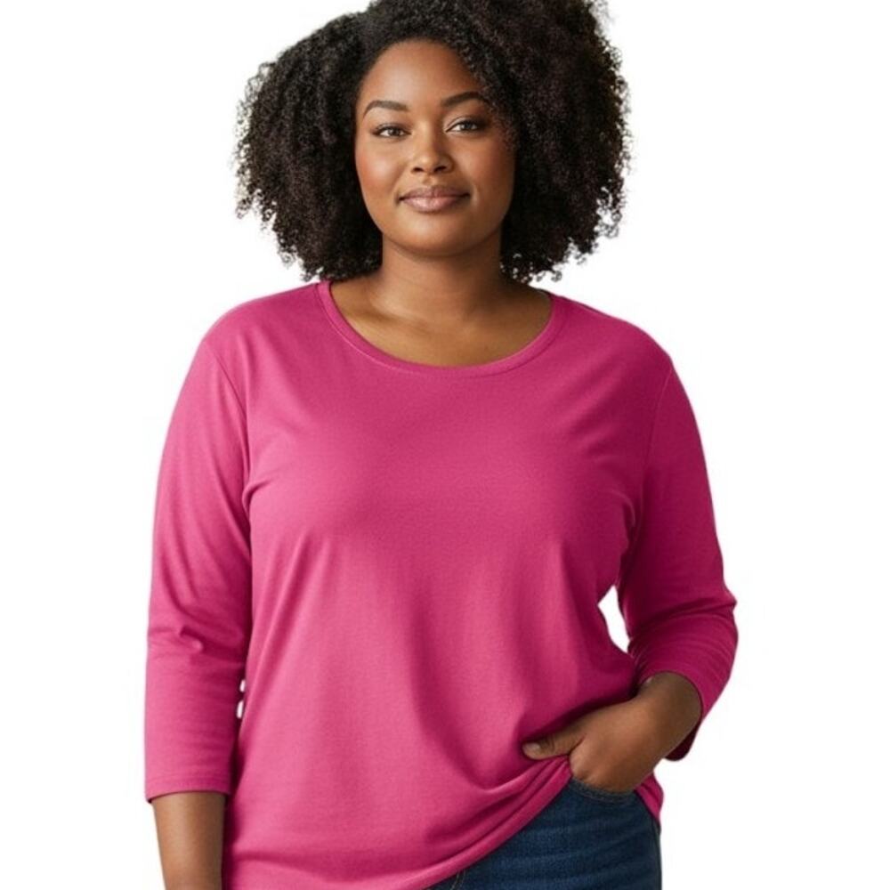 Lot of 2 White Stag Tops XL 💖 Fuchsia Pink & Turquoise Blue🩵Casual Cotton